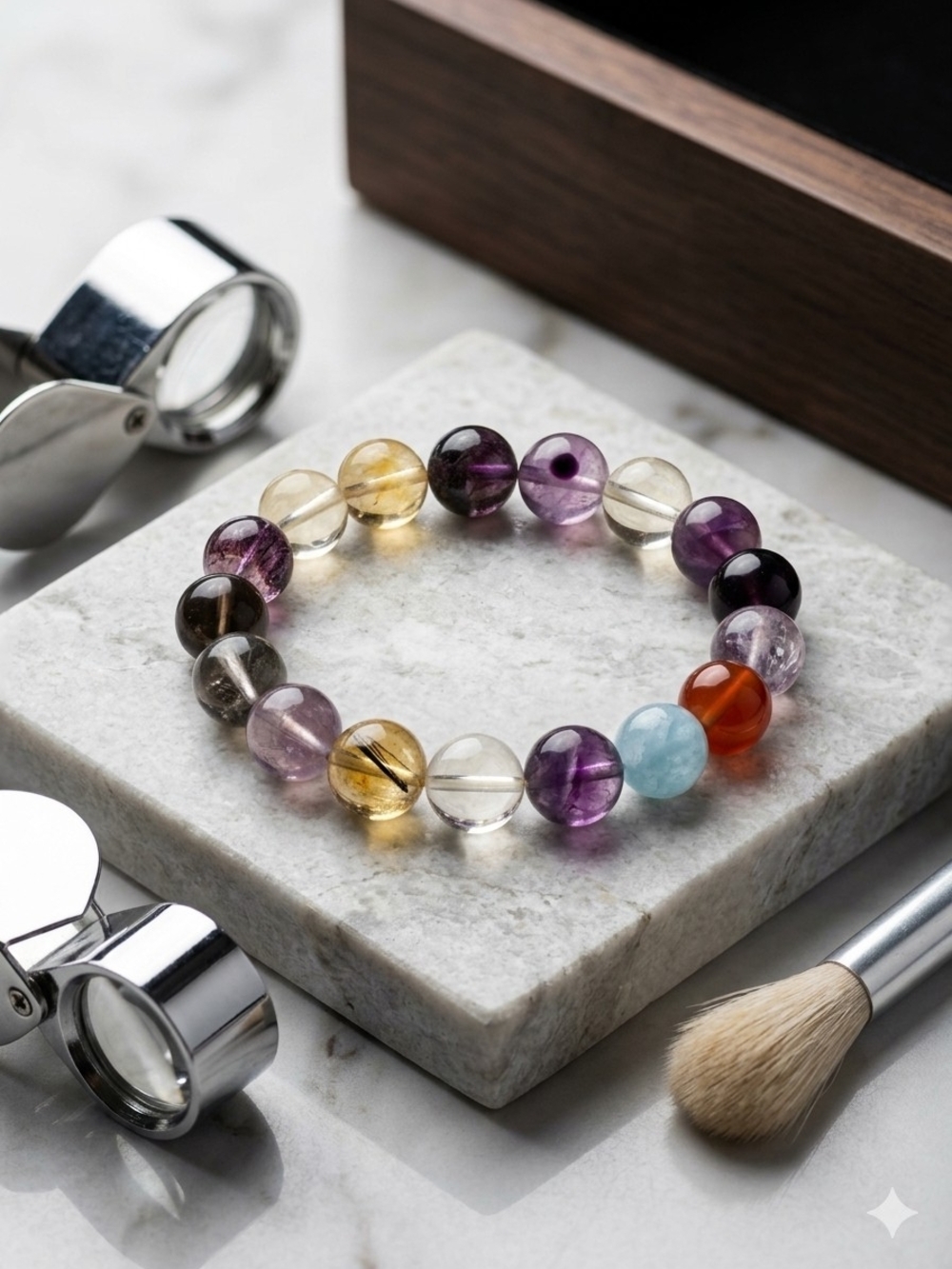 Natural Rainbow Fluorite beaded bracelet